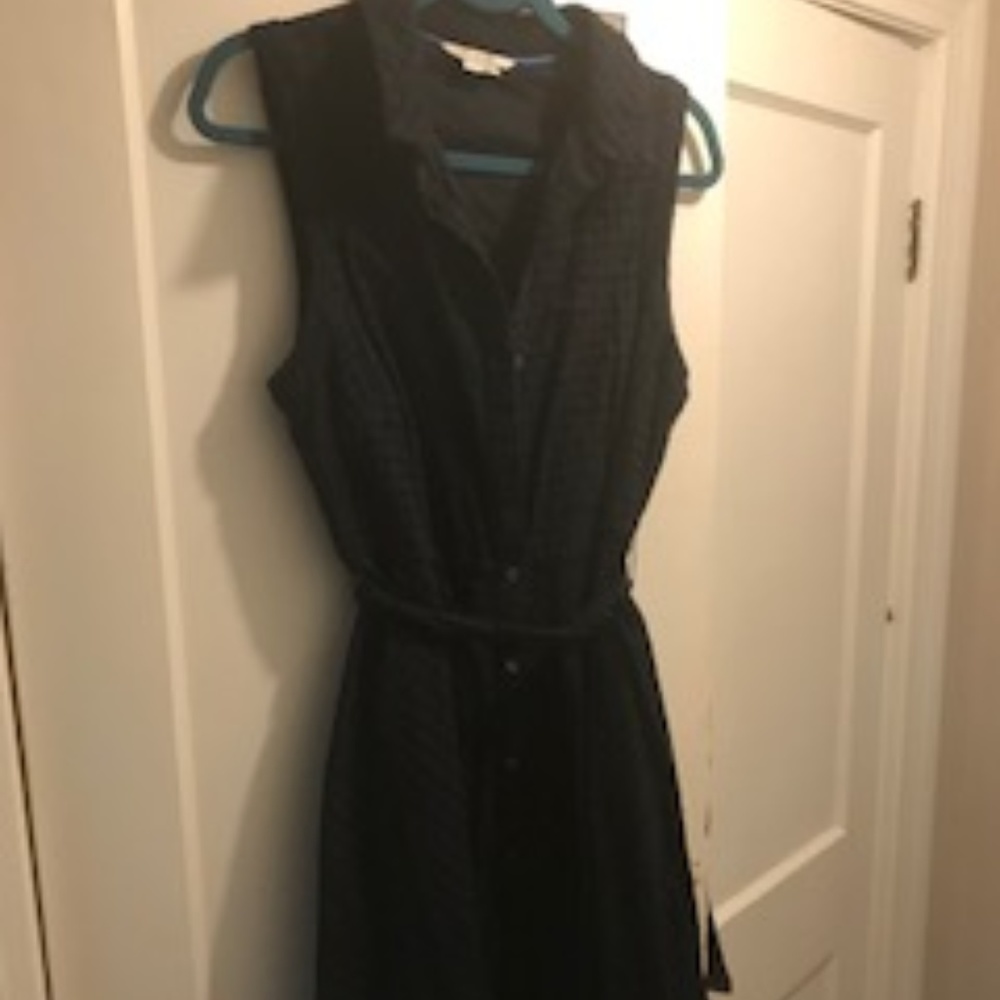 Boden, Navy blue, Eyelet, Belted sleeveless dress
